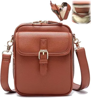 Collaboraten1 Crossbody Leather Bag, Crossbody Leather Bag, Anti-slip Slash Proof Shoulder Bag With 10 Card Slots