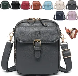 Collaboraten1 Crossbody Leather Bag, Vegan Leather Crossbody Bag, Retro Double-Layer Cross Body Shoulder Purse