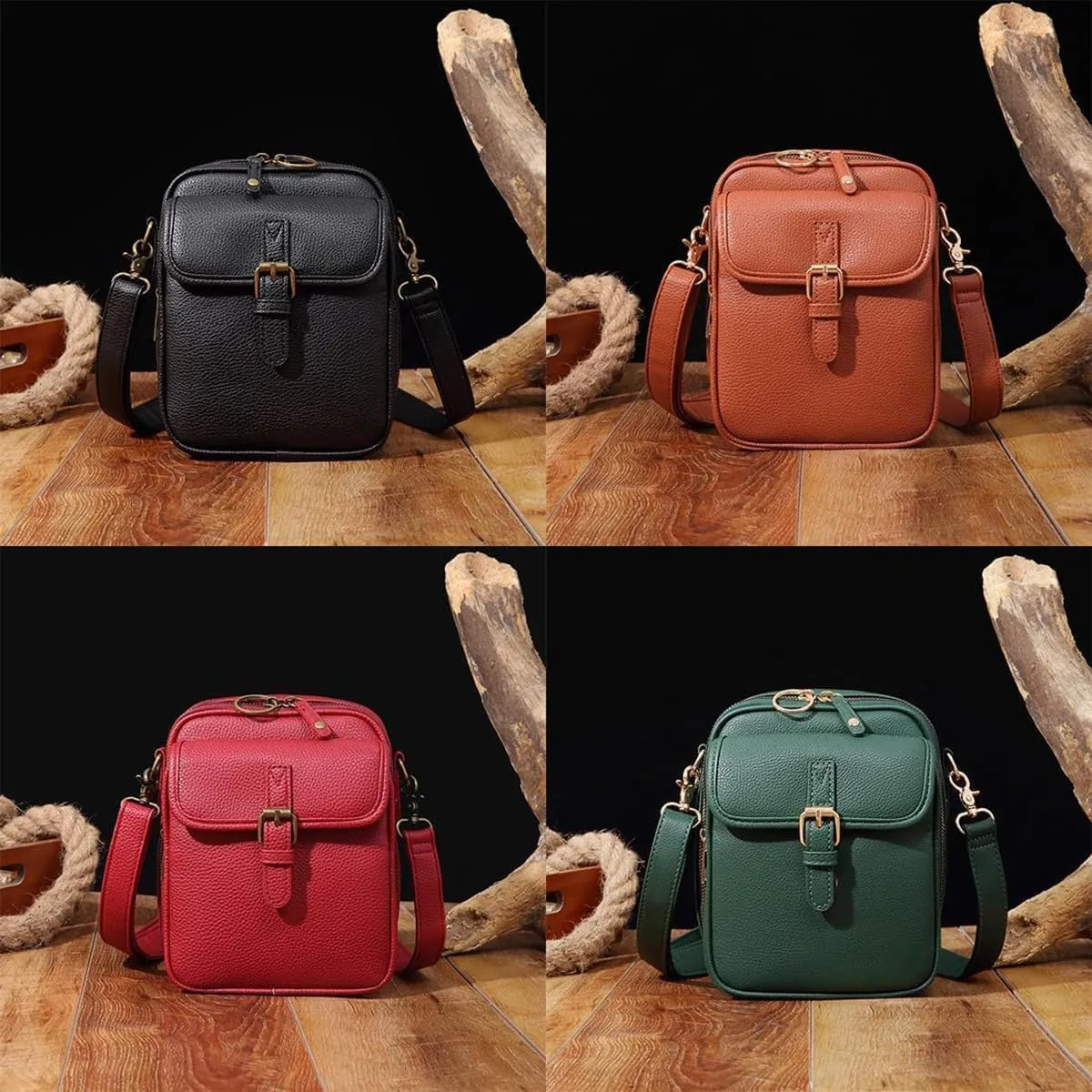 Collaboraten1 Crossbody Leather Bag,Large Capacity,Vintage Messenger Bag,Women's Anti-Theft Vintage Shoulder Messenger Bag