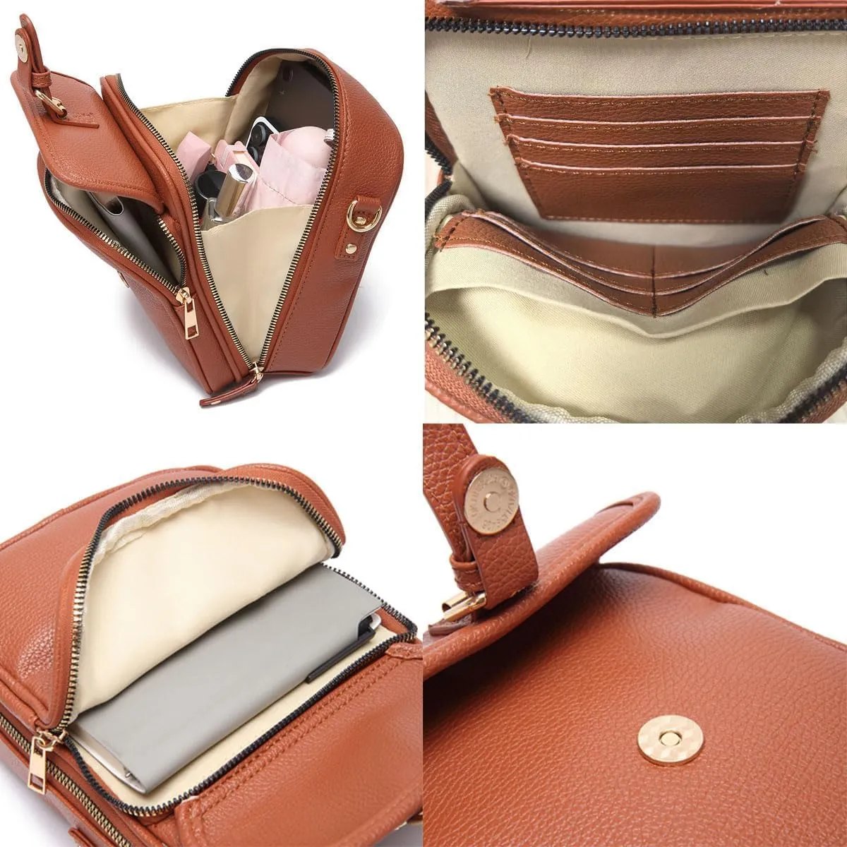 Collaboraten1 Crossbody Leather Bag,Large Capacity,Vintage Messenger Bag,Women's Anti-Theft Vintage Shoulder Messenger Bag