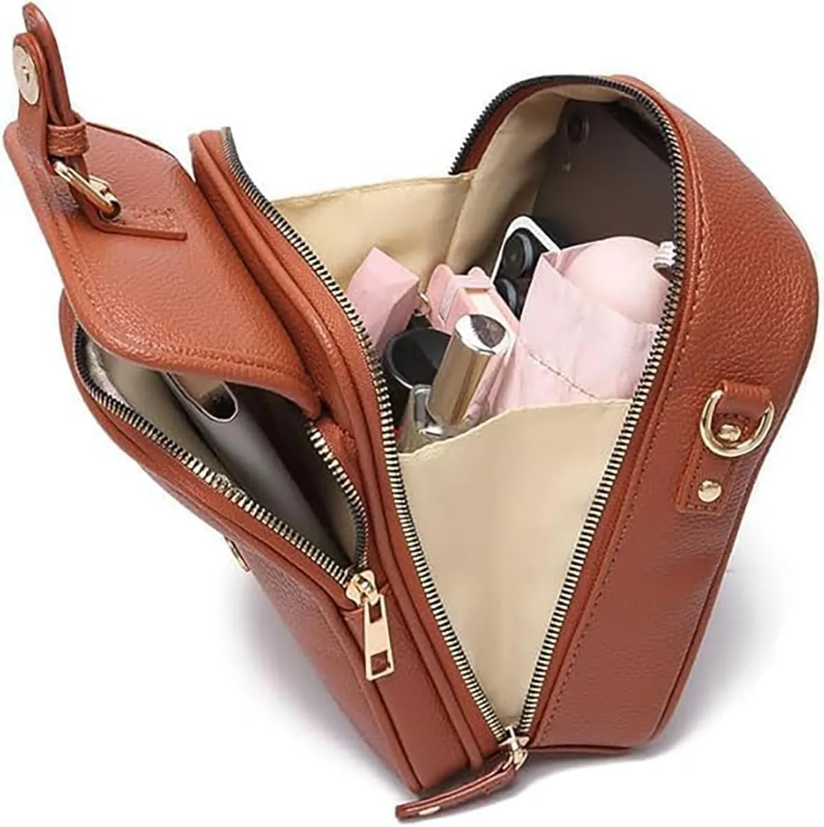 Collaboraten1 Crossbody Leather Bag,Large Capacity,Vintage Messenger Bag,Women's Anti-Theft Vintage Shoulder Messenger Bag