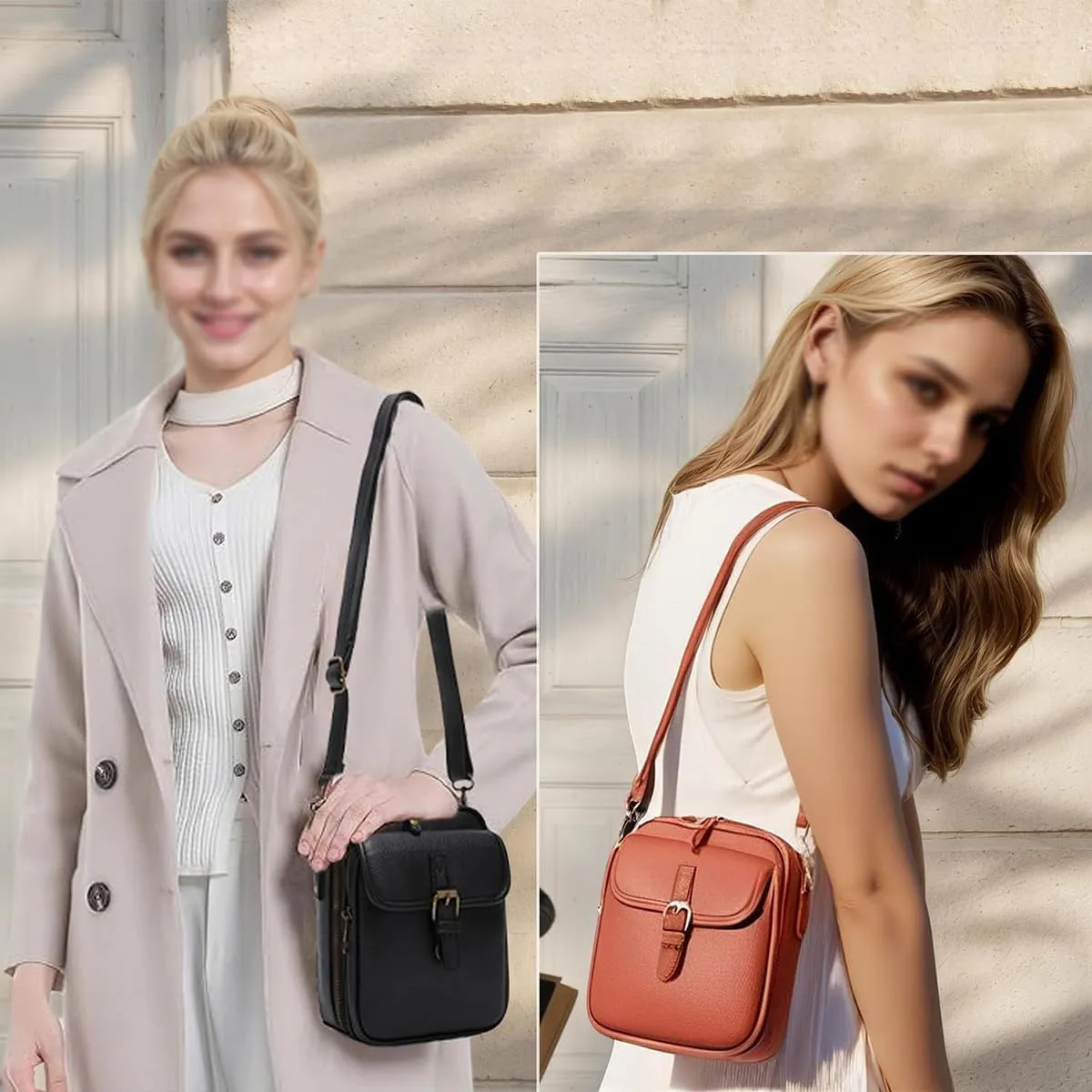 Collaboraten1 Crossbody Leather Bag,Large Capacity,Vintage Messenger Bag,Women's Anti-Theft Vintage Shoulder Messenger Bag