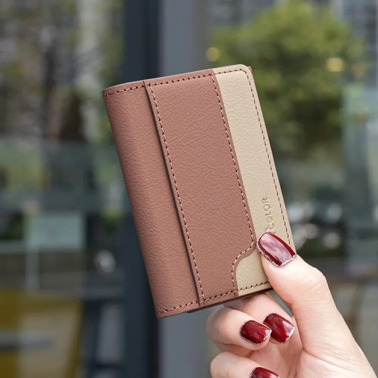 Color Matching Leather Horizontal Magnetic Wallet Card Bag Case