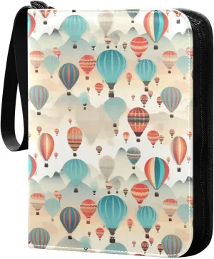 Colorful Balloon Striped Watermelon Card Binder with 50 Removable Page Sleeves PU Leather Collectible Trading Card Albums Book with Zipper for Games Card,Baseball Cards