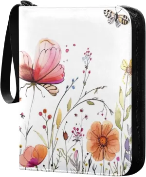 Colorful Botanical Card Binder, 400 Pockets Card Holder with 50 Sleeves, Sturdy Card Holder Folders for Game Cards & Sports Cards