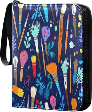 Colorful Brush Card Binder with Double Sided PU Leather Holder Albums Book with 400 Pockets for Collectible Trading Card Games Card