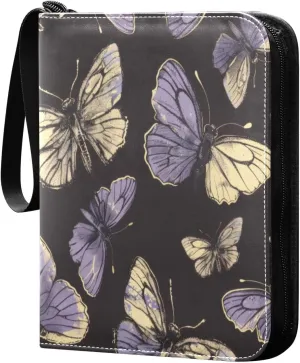 Colorful Butterfly Card Binder 4-Pocket, 400 Pockets PU Waterproof Zippered Collector Card Album with 50 Removable Sleeves for Trading, Game Cards