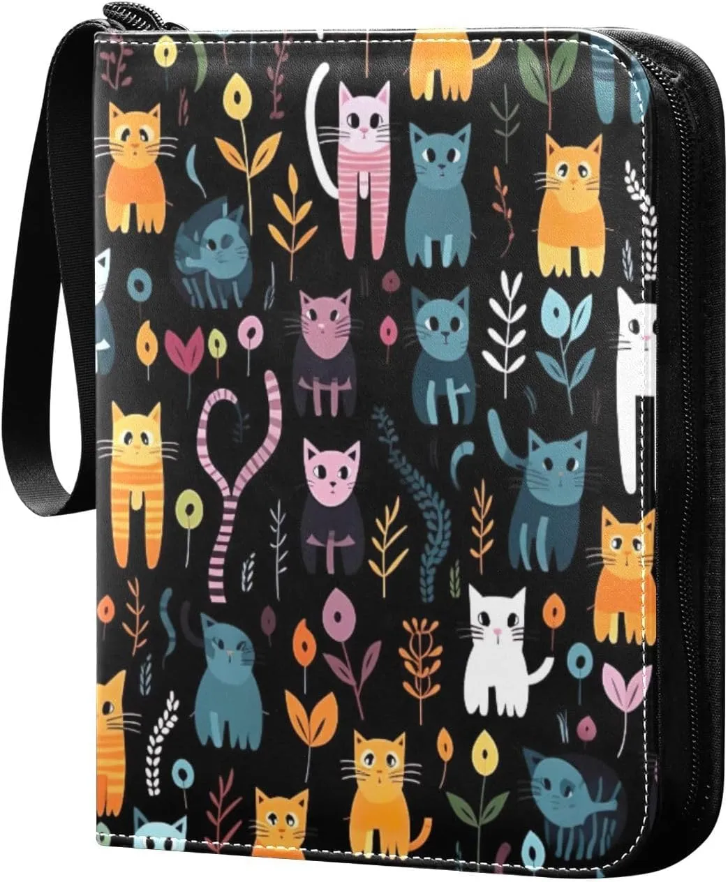 Colorful Cats (3) Card Binder with Double Sided PU Leather Holder Albums Book with 400 Pockets for Collectible Trading Card Games Card