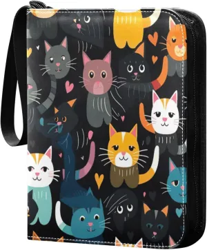 Colorful Cats(2) Card Binder with Double Sided PU Leather Holder Albums Book with 400 Pockets for Collectible Trading Card Games Card