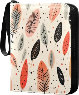 Colorful Feathers Card Binder with Double Sided PU Leather Holder Albums Book with 400 Pockets for Collectible Trading Card Games Card
