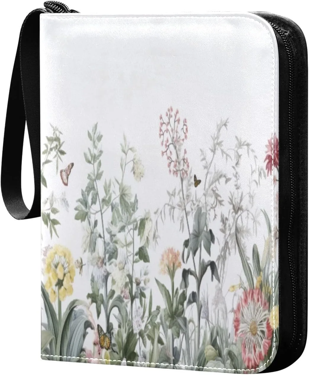 Colorful Flowers Collectible Trading Card Albums, Waterproof PU Card Collection Binder Fits 400 Cards with Removable Sleeves for Baseball Card, Football Card