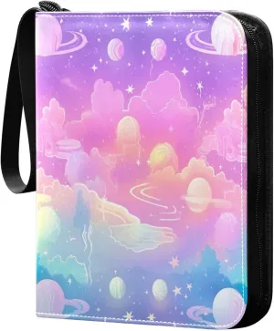 Colorful Flyer Card Binder with Double Sided PU Leather Holder Albums Book with 400 Pockets for Collectible Trading Card Games Card