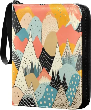 Colorful Mountains Card Binder with Double Sided PU Leather Holder Albums Book with 400 Pockets for Collectible Trading Card Games Card