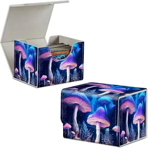 Colorful Mushrooms Theme Turtle Theme Card Deck Box Trading Cards with Strong Magnet Commander Deck Box Storage Magic Premium Case Cover for TCG CCG Magic Cards