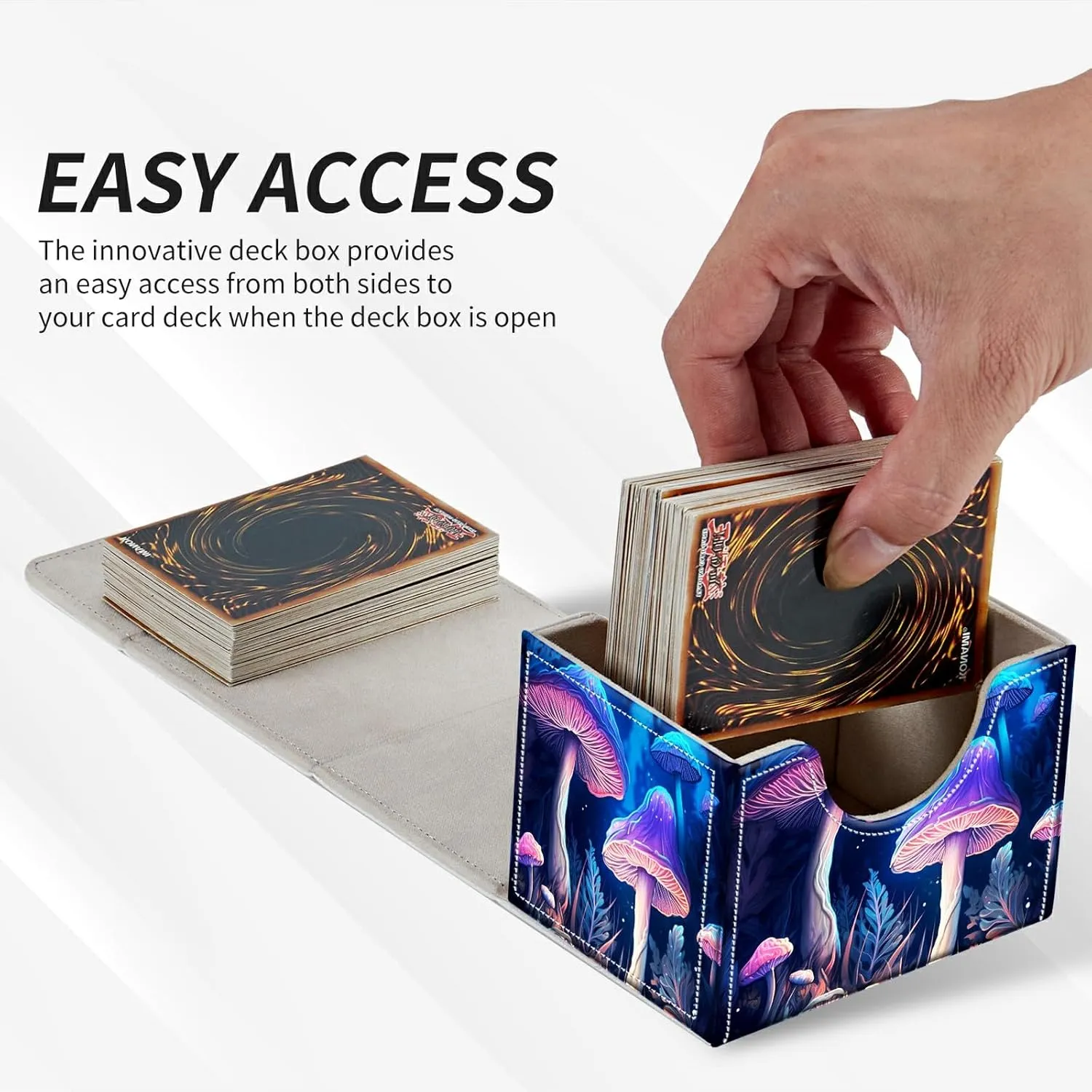 Colorful Mushrooms Theme Turtle Theme Card Deck Box Trading Cards with Strong Magnet Commander Deck Box Storage Magic Premium Case Cover for TCG CCG Magic Cards