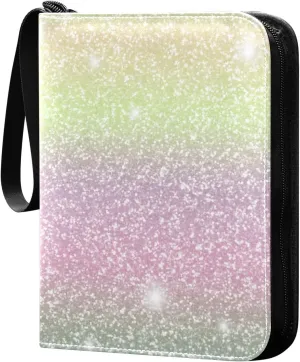 Colorful Pattern 4 Pockets Trading Card Album Folder for Cards PU Waterproof Wear-resistant Cover Zip Card Binder Fits 400 Cards,Card Collector Holder for Collectible Boys Girls Game Sports Cards MTG