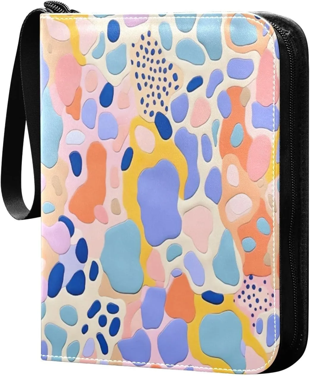 Colorful Pattern Card Binder with Double Sided PU Leather Holder Albums Book with 400 Pockets for Collectible Trading Card Games Card