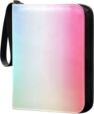 Colorful Print Card Binder with 50 Removable Page Sleeves PU Leather Collectible Trading Card Albums Book with Zipper for Games Card,Baseball Cards