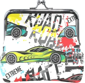 Colorful Sport Cars Personalized Leather Coin Purse Holder Women Buckle Kiss Lock Small Change Purse for Girls