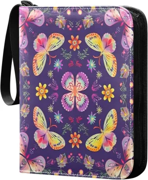 Colorful Square Pattern Card Binder with Double Sided PU Leather Holder Albums Book with 400 Pockets for Collectible Trading Card Games Card