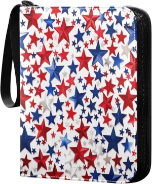 Colorful Stars 2 Card Binder with Double Sided PU Leather Holder Albums Book with 400 Pockets for Collectible Trading Card Games Card