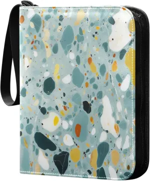 Colorful Tile Print Card Binder with 50 Removable Page Sleeves PU Leather Collectible Trading Card Albums Book with Zipper for Games Card,Baseball Cards