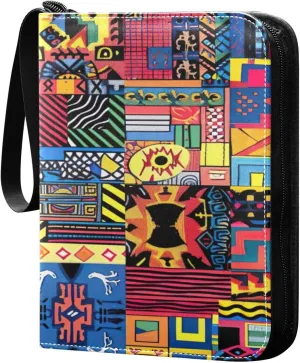 Colorful Tribal Design Card Binder 4-Pocket, 400 Pockets Trading Cards Holder Games Card Albums Storage Organizer Case for Football, Baseball Cards
