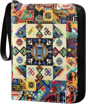 Colorful Tribal Design Card Binder, 400 Pockets Card Holder with 50 Sleeves, Sturdy Card Holder Folders for Game Cards & Sports Cards