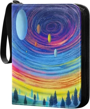 Colorful Universe Card Binder with Double Sided PU Leather Holder Albums Book with 400 Pockets for Collectible Trading Card Games Card