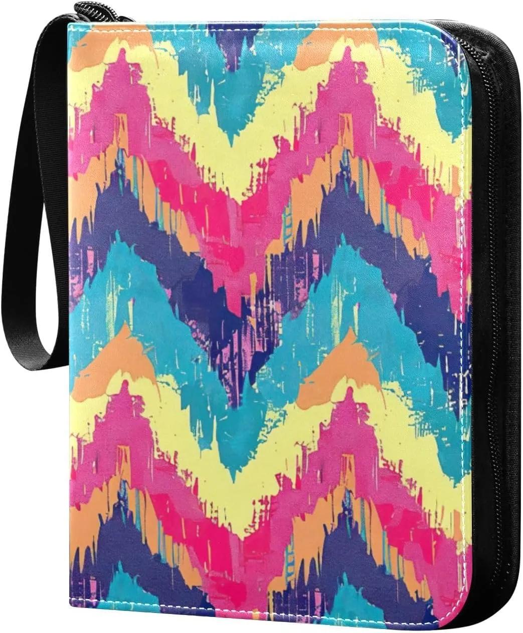 Colorful Zigzag Pattern Card Binder, 400 Pockets Card Holder with 50 Sleeves, Sturdy Card Holder Folders for Game Cards & Sports Cards