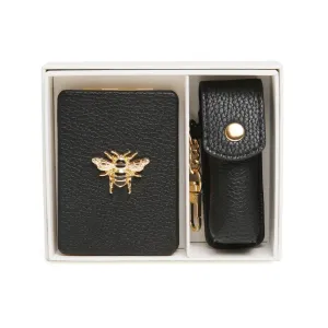 Compact Mirror & Lipstick Holder Gift Set | Black