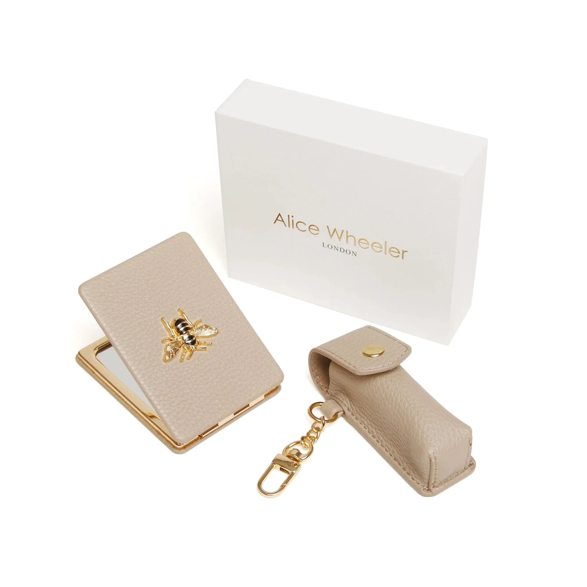 Compact Mirror & Lipstick Holder Gift Set | Stone