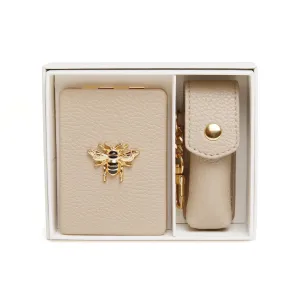 Compact Mirror & Lipstick Holder Gift Set | Stone