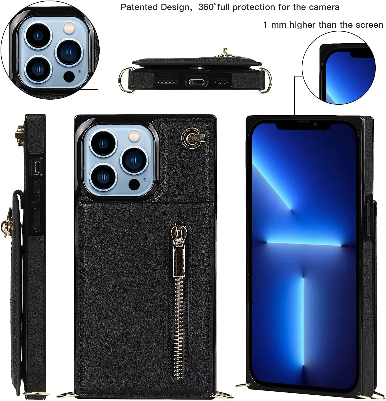 Compatible for iPhone 13 Pro Max Case 6.7 Inch, Pocket Purse Handbag Stylish Protective Cover for iPhone 13 Pro Max (Fashion Black)
