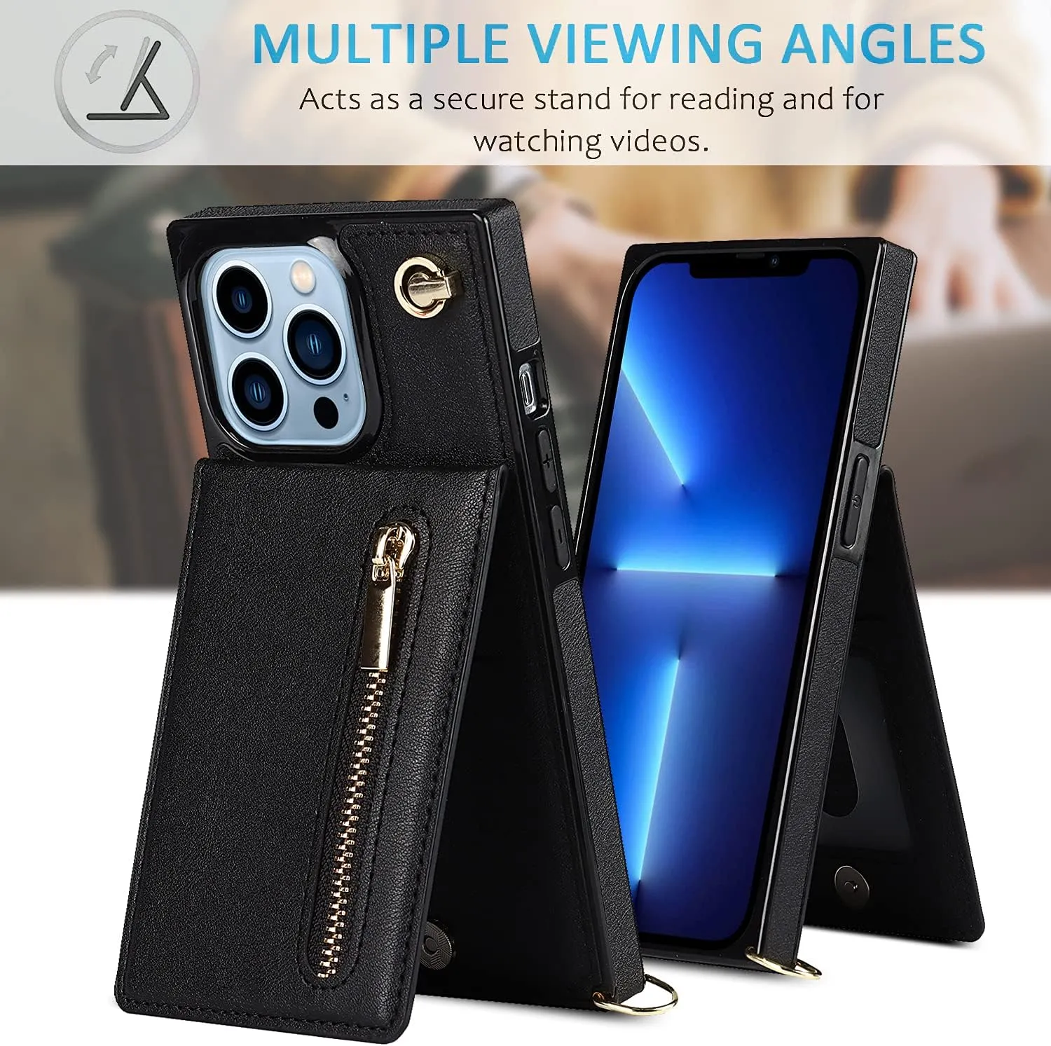 Compatible for iPhone 13 Pro Max Case 6.7 Inch, Pocket Purse Handbag Stylish Protective Cover for iPhone 13 Pro Max (Fashion Black)