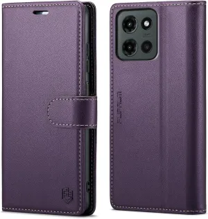 Compatible with Moto G 5G 2025 Wallet Case with RFID Blocking Credit Card Holder,PU Leather Flip Kickstand Shockproof Cover Women Men for Motorola Moto G 5G 2025 Phone Case (Purple)