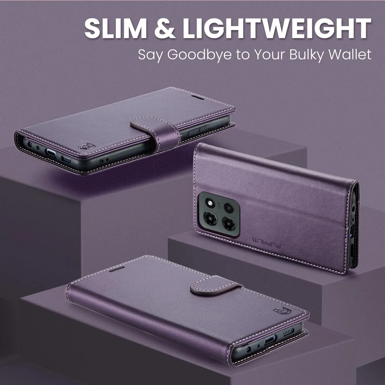 Compatible with Moto G 5G 2025 Wallet Case with RFID Blocking Credit Card Holder,PU Leather Flip Kickstand Shockproof Cover Women Men for Motorola Moto G 5G 2025 Phone Case (Purple)