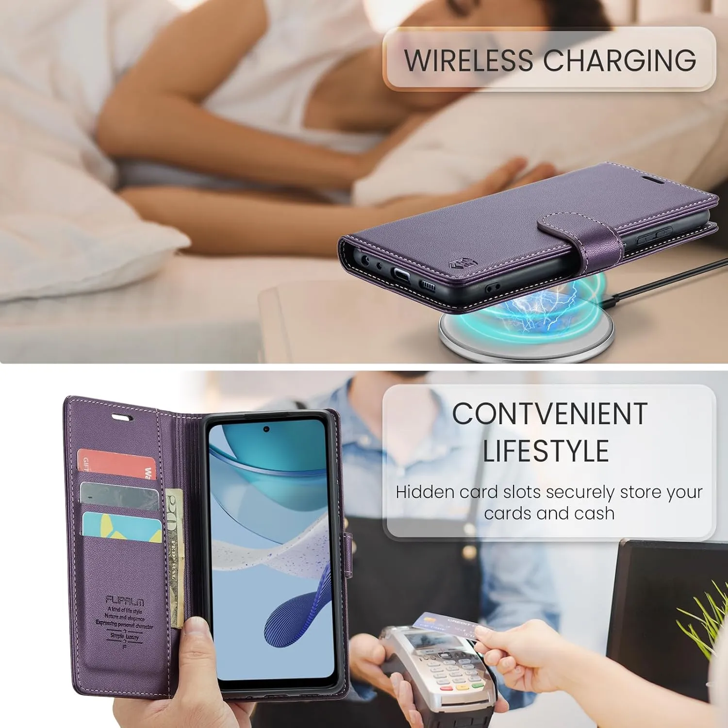 Compatible with Moto G 5G 2025 Wallet Case with RFID Blocking Credit Card Holder,PU Leather Flip Kickstand Shockproof Cover Women Men for Motorola Moto G 5G 2025 Phone Case (Purple)