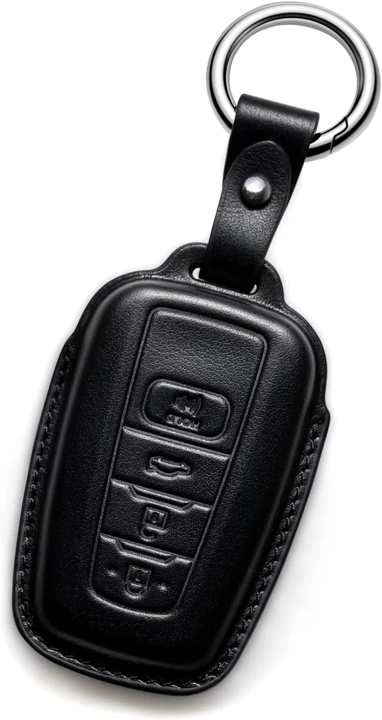 Compatible with Toyota Key fob Cover Leather Toyota Keychain Holder case Protector Avalon Camry TRD Corolla Highlander Prius Prime RAV4 Prime CHR Accessories