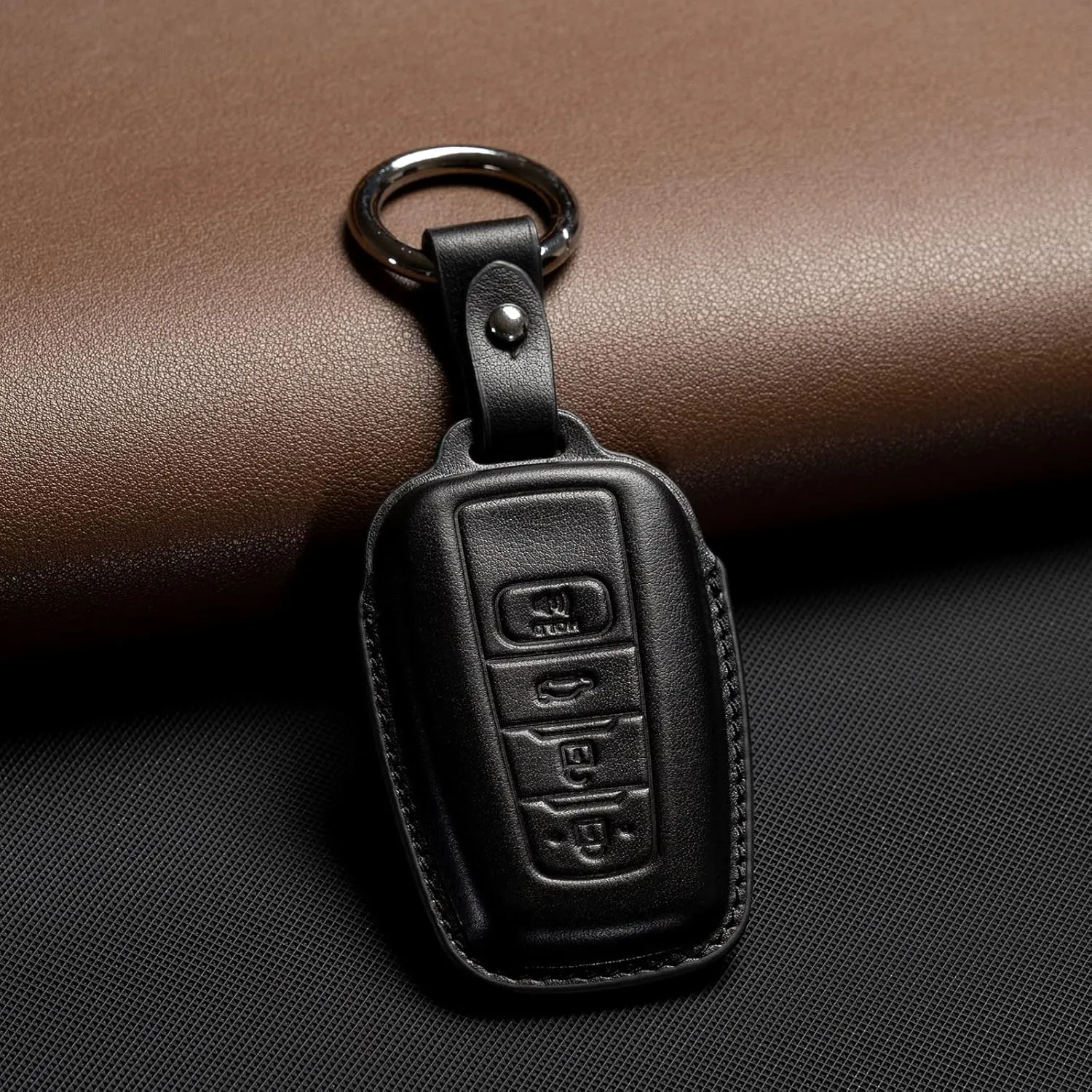 Compatible with Toyota Key fob Cover Leather Toyota Keychain Holder case Protector Avalon Camry TRD Corolla Highlander Prius Prime RAV4 Prime CHR Accessories