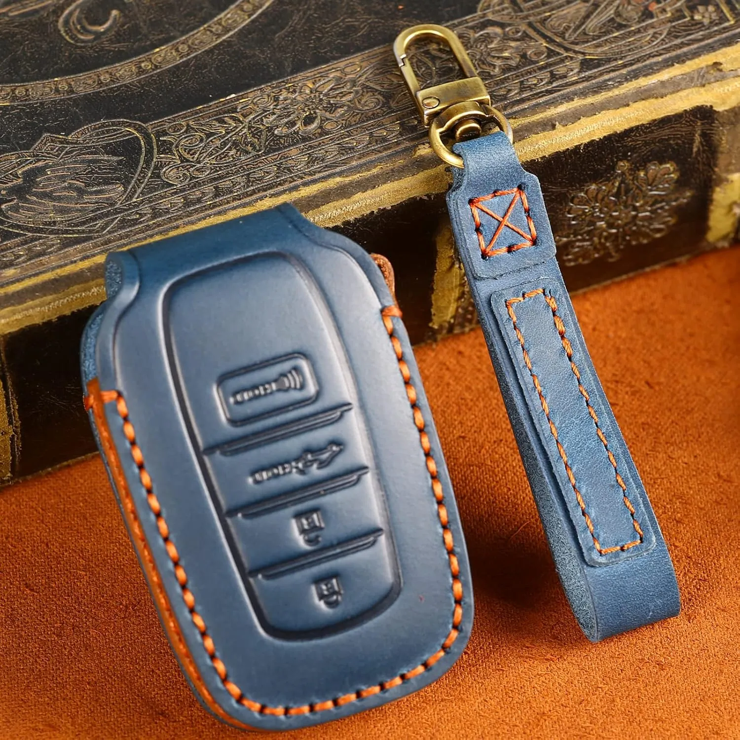 Compatible With Toyota Tundra Key Fob Cover Premium Leather Case Protector Key Fob Cover Smart Remote Holder