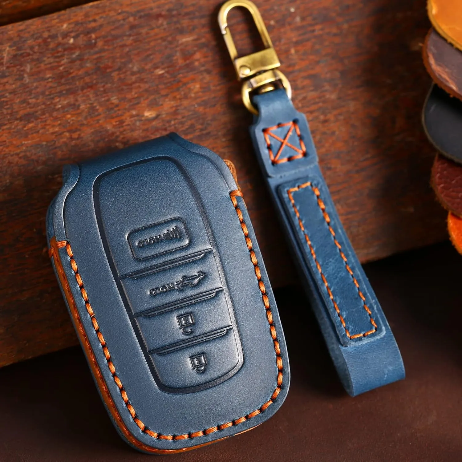 Compatible With Toyota Tundra Key Fob Cover Premium Leather Case Protector Key Fob Cover Smart Remote Holder