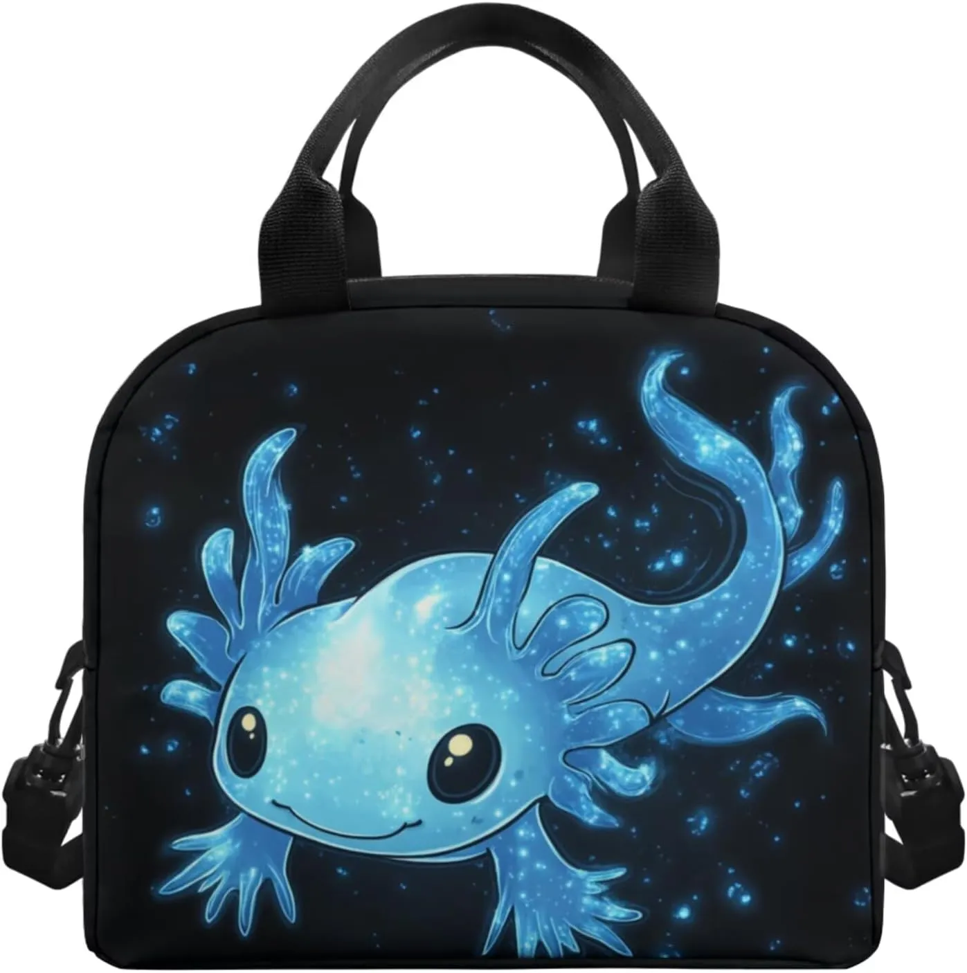 Cool Axolotl Backpack for Girls Lightweight Bookbags with Insulated Lunch Box Soft Pencil Case and Kawaii Bookmark Reusable Sturdy School Bag for Elementary Students Gifts