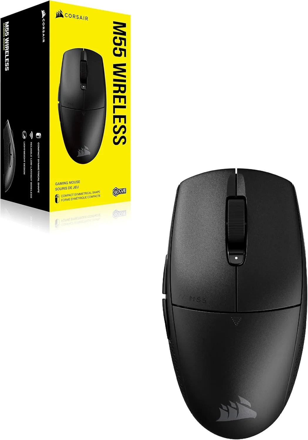 Corsair M55 Wireless Lightweight FPS Gaming Mouse – 2.4GHz & Bluetooth – 24,000 DPI – Long-Lasting Battery Life – Six Programmable Buttons – Textured Side Grips – Black