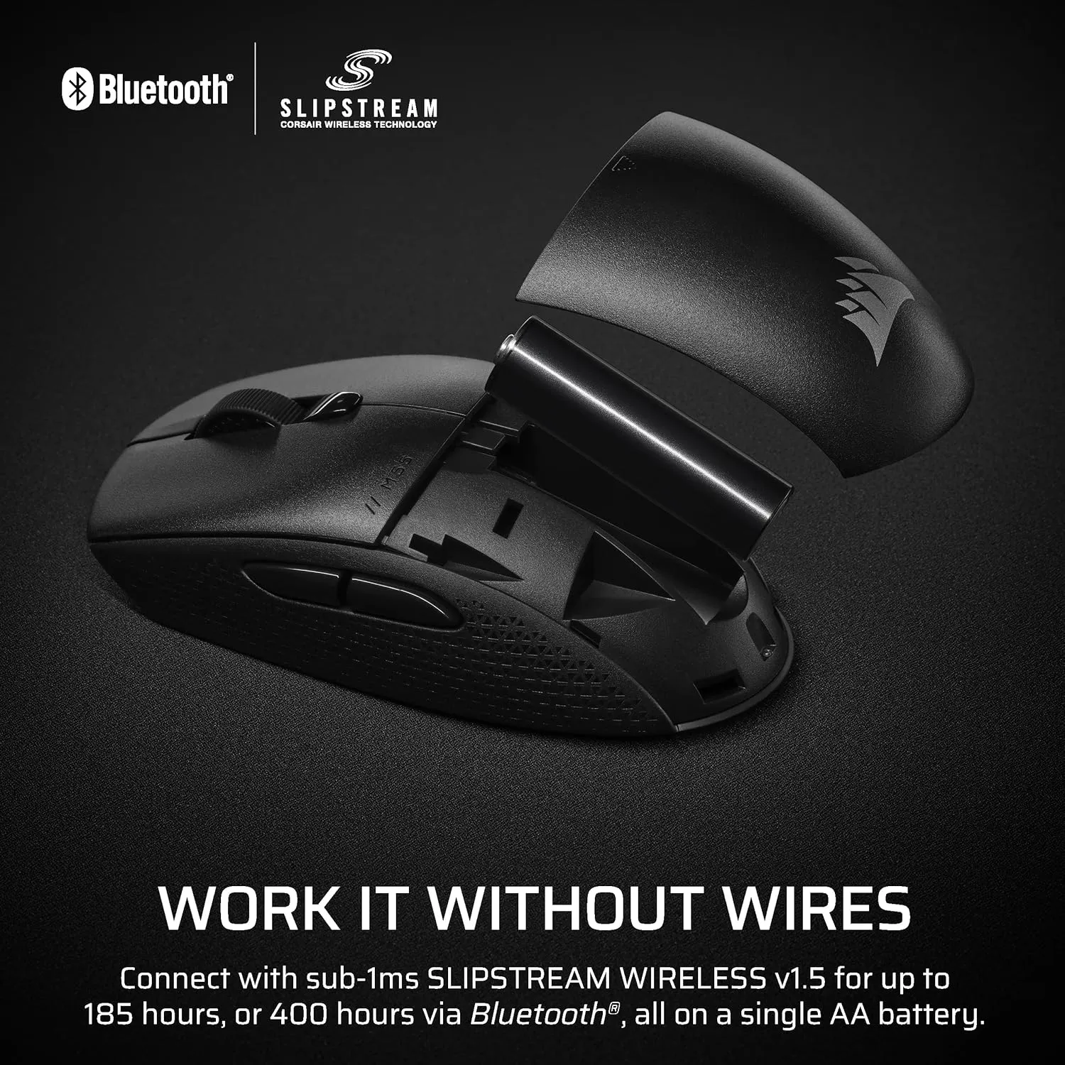 Corsair M55 Wireless Lightweight FPS Gaming Mouse – 2.4GHz & Bluetooth – 24,000 DPI – Long-Lasting Battery Life – Six Programmable Buttons – Textured Side Grips – Black