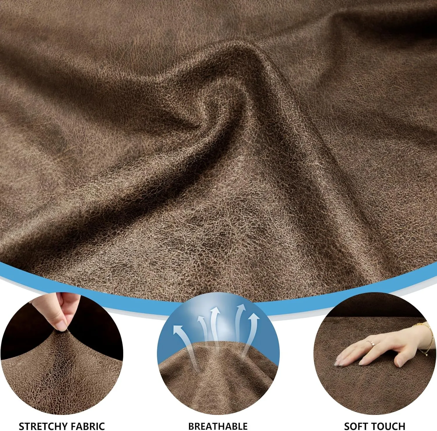 Couch Cover 8-Pieces Sofa Covers Washable Recliner Sofa Covers 3 Seater Leather Look Recliner Slipcovers with Pockets Spandex Fabric Furniture Covers(Recliner Sofa, Light Brown)