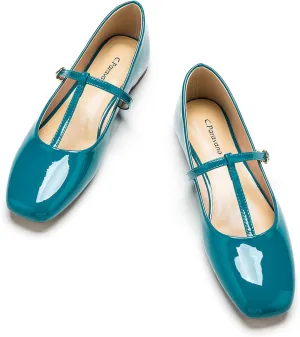 C.Paravano Women's Mary Jane Flats | Comfortable Square Toe Ballet Flats | Mary Jane Shoes with Strap | Casual Dress Flat Shoes for Party Wedding & Work Office，Date Nights