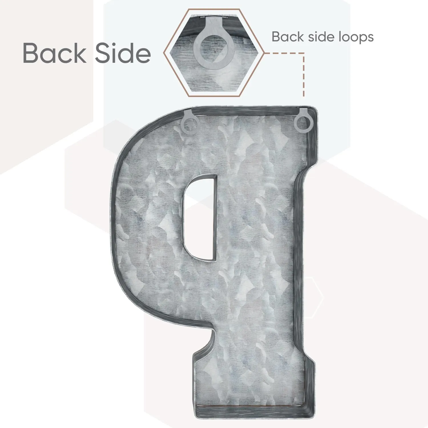 CraftyCrocodile 7" Galvanized Metal Letters for Wall Decor - 3D Letter P for Hanging & Free Standing - Decorative Rustic Alphabet Letters for the Living Room, Bedroom, Kitchen