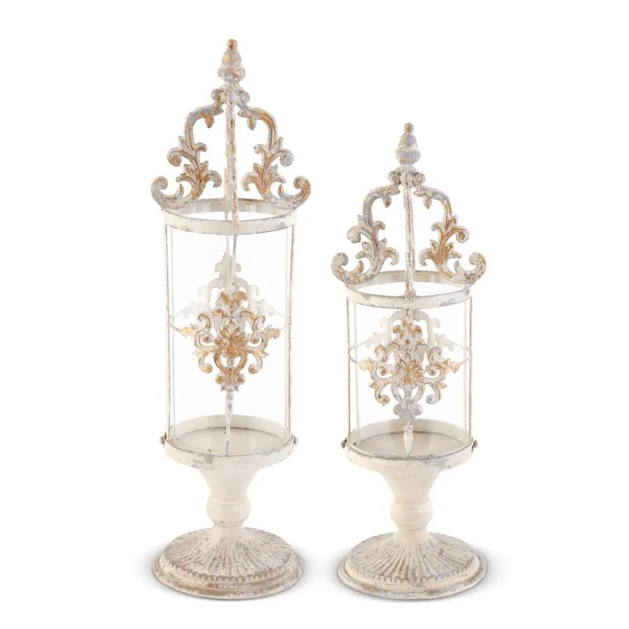 CREAM GRAY & GOLD ORNATE METAL HURRICANES 2 Size Options