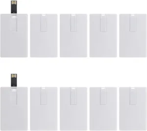 Credit Card USB Flash Drive 512MB 10 Pack Business Card Bank Card Shape Flash Drive Memory Stick Key Credit USB Drive White
